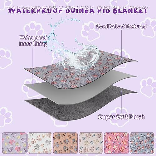 YUEPET 6 Pack Waterproof Guinea Pig Blankets, Fleece Cage Liners, SM