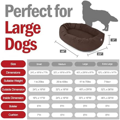 Majestic Pet 40 Inch Suede Calming Dog Bed Washable – Cozy Soft Round Dog Bed w/Spine Support for Dogs to Rest Head - Fluffy Donut Dog Bed 40x29x9 (Inch) - Round Pet Bed Large – Chocolate (2025)