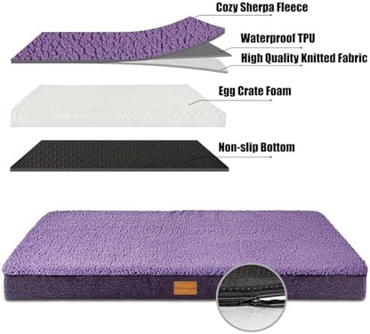Patas Lague Orthopedic Large Dog Bed Washable Pet Sofa Mat 48''X30''Purple