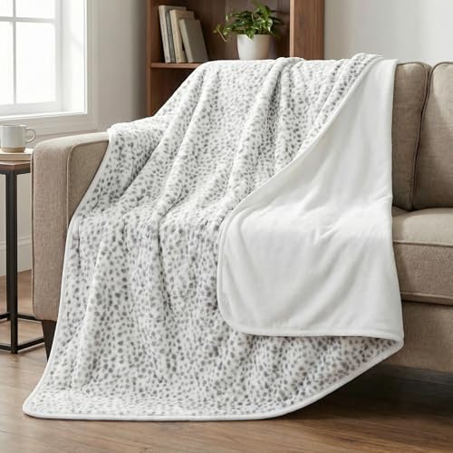 Lavish Home Waterproof Blanket for Bed, Couch, Car, Snow Leopard, 60”x80”