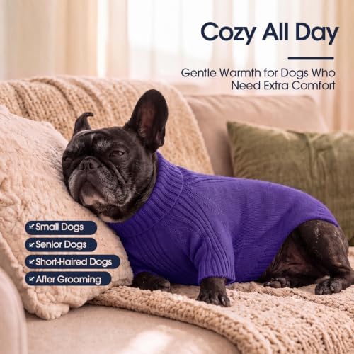 IECOii XXL Dog Sweater,Thermal Knit Turtleneck Big Dog Sweater with Sleeve