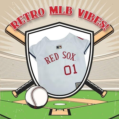 MLB Boston RED SOX Vintage Throwback Jersey for Dogs & Cats in Team Color. Comfortable Polycotton Material, Extra Large