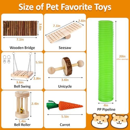 Hamster Toys Set, Guinea Pig Toys Bunny Small Animal Chewing Toy for Cage