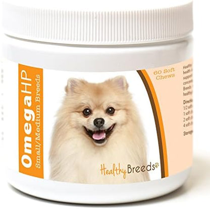 Healthy Breeds Pomeranian Omega HP Fatty Acid Skin and Coat Support Soft Chews 60 Count