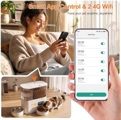 Automatic Cat Feeder and Water Dispenser, 8L WiFi Cat Dry Food Dispenser