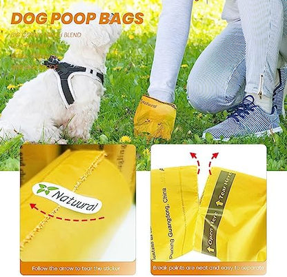 Dog Poop Bags Rolls-600 Counts, 40Rolls, Biodegradable Poop Bags Made of Cornstarch, 100% Leak Proof and Easy to Open (Yellow)