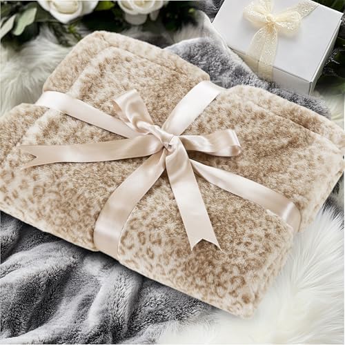 Madison Park Zuri Faux Fur Reversible Throw Blanket, 50 x 60 in, Leopard