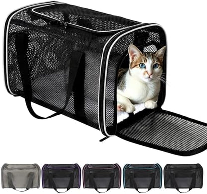 Cat Carrier Dog Carrier Pet Carriers Soft-Sided Cats Bag Animal Carriers Puppy Carrying Bag TSA Airline Approved Small Dog Carrier Soft Sided, Collapsible Travel Carriers for Big Cats(Up to 16lbs),