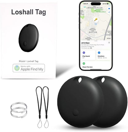 Air Tracker Tags-2 Pack, iOS Smart Bluetooth Tracker, Black | Keys Finder Works with Apple Find My App, Replaceable Battery, IP65 Waterproof, Anti Lost Tag for Luggage, Wallets, Backpacks