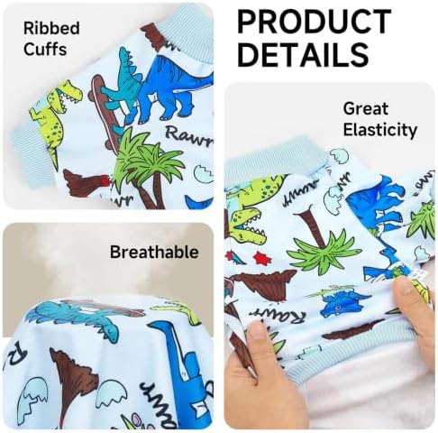 XPUDAC 4 Pack Dog Pajamas for Medium Large Sized Doggie Comfy Strechy Dog Pjs for Boy Puppy Clothes Cat Onesies Pet Outfits, 3XL