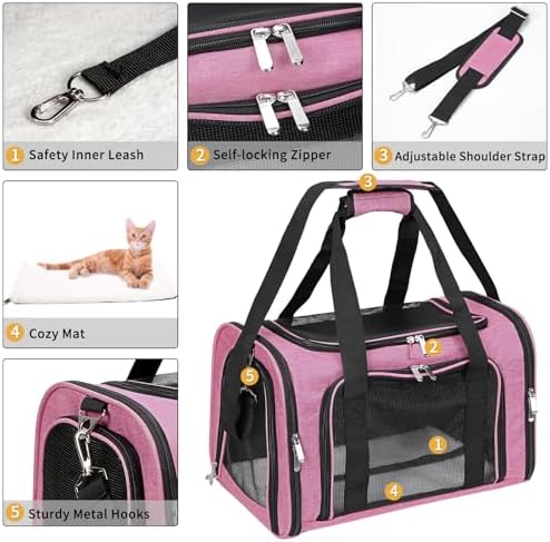 Soft-Sided Cat/Dog/Pet Carrier, Collapsible Pets Travel Carriers