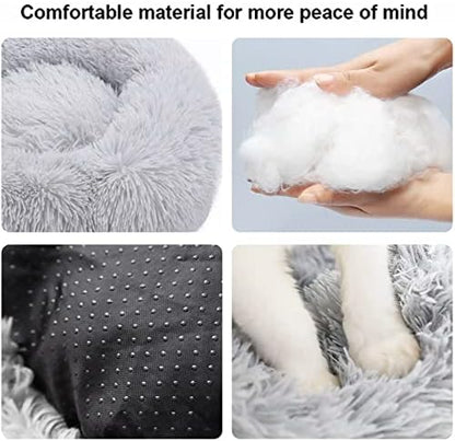 Nisrada Dog Bed for Medium Large Dogs, 36 inch Calming Dogs Bed, Washable-Round Cozy Soft Pet Bed for Puppy and Kitten with Slip-Resistant Bottom