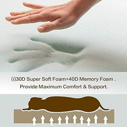 Laifug Large Faux Fur Dog Bed,5-inch Thick Grade Orthopedic Memory Foam Dog Bed(50"x30"x5"),Removable Cover with Anti-Slip Bottom,Waterproof Liner