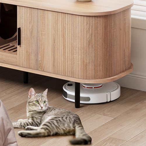 DWVO 55.1in Double Cat Litter Box Enclosure with Power Outlet