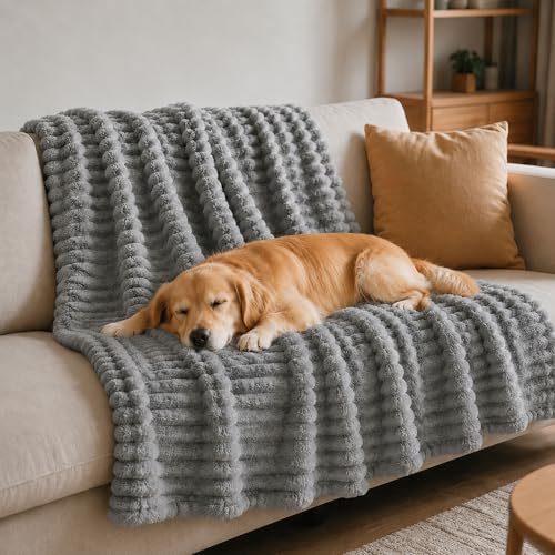 Emotional Support Blanket for Dogs, Yellow Dog Blanket (Light Grey,47x79in)