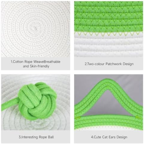 Cotton Rope Cat Bed, Instinct Hand Woven Cat Basket with Rope Tail