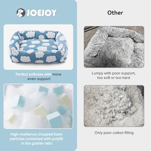 JOEJOY XL Dog Beds Large Sized Dog, Rectangle Washable Orthopedic Pet Bed with Removable Zipper Cover, Cute Soft Calming Puppy Pet Bed with Jacquard Shaggy Plush & Non Skid Bottom