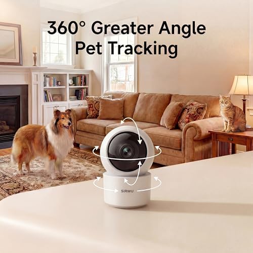 AI Pet Camera Indoor, Multi-Pet Recognition for Up to 6 Pets, 2K 3MP Dog & Cat Camera with 360° Auto Tracking, AI Daily Summaries, Night Vision, 2-Way Audio, 2.4/5GHz WiFi