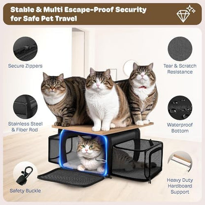 Top and 2 Sides Expandable Cat Carrier 18x13.5x9.5 TSA Airline Approved