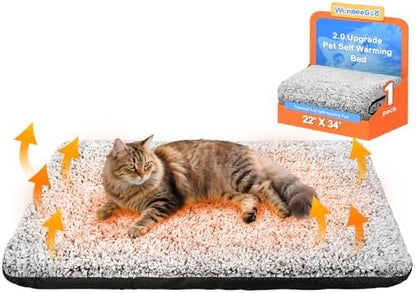 Self Warming Cat Bed, 2.0 Upgraded Thermal Mat for Indoor Cats, 22 x 34 In