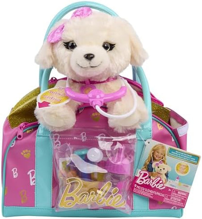 Barbie Puppy Pet Doctor Set, 9-Piece Pretend Play Vet Kit with Plush Dog