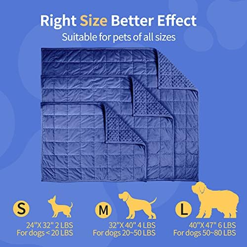 LaSyL Weighted Blanket for Pets | Thunder Blanket for Dogs Anxiety | Premium Soft Minky | Relaxation & Calming & Anti Anxiety | Used in Car, Bed, Couch | Dark Blue, Washable Small (24"x32")
