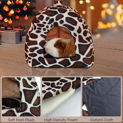 Mygeromon Guinea Pig Bed Rabbit Hideout Cuddle Cup (Leopard Print Style)