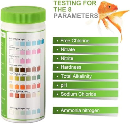 AAwipes 8-in-1 Aquarium Test Kit for Fish Tanks - Quick & Accurate Water Testing Strips for Aquariums & Ponds. Tests pH, Ammonia, Alkalinity, Hardness, Chlorine, etc. (K02-50)