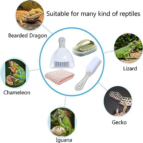 Generic Reptile Tank Cleaning Kit, Bearded Dragon & Lizard Accessories, Compact Glass Terrarium Cleaning Kit