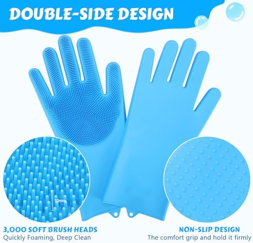 Pecute Silicone Pet Grooming Gloves for Washing Cats Dogs Bath Brush