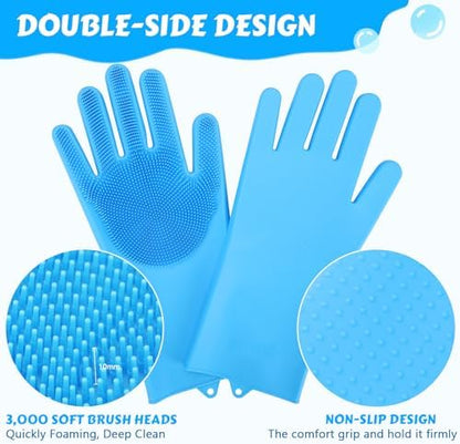 Pecute Silicone Pet Grooming Gloves for Washing Cats Dogs Bath Brush
