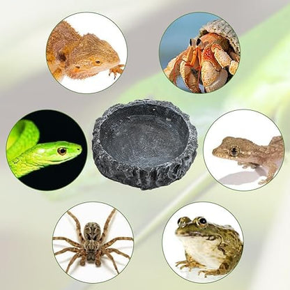 2Pack Reptile Water Dish Food Bowl with Tongs&Shovel,Reptile Feeding Dish-Corner Bowl,Terrarium Water Dish-Feeding Bowl for Bearded Dragon Lizard Frog Gecko Tortoise Hermit Crab