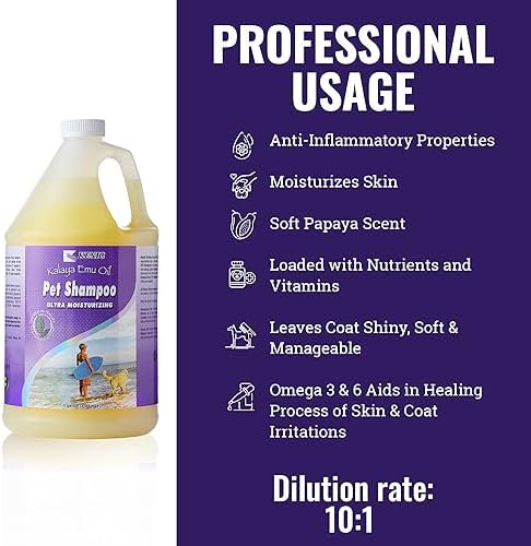 Kenic Premium Emu Oil Anti-Itch Dog & Cat Shampoo – Deep Moisture,Instant Relief for Dry, Irritated Skin, Natural Healing & Soothing Formula, Made in USA