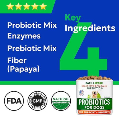 BARK&SPARK Probiotics for Dogs - Digestive Health Supplement Chews