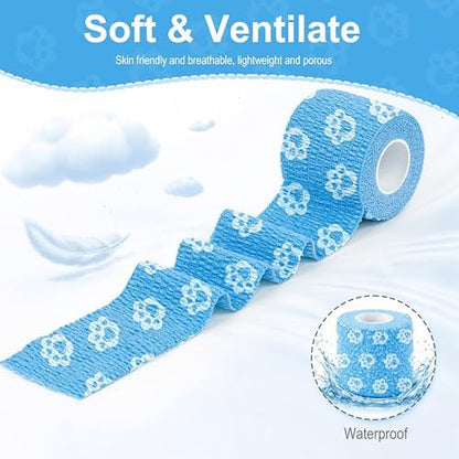 Vet Wrap Cohesive Bandages, Self-Adhesive Bandage Wrap, Breathable Non-Woven Self Adherent Tape for Pet Dog Leg Paw Wound, Horse, Cat, First Aid & Ankle Sprain, 2 Inch (6 Rolls)