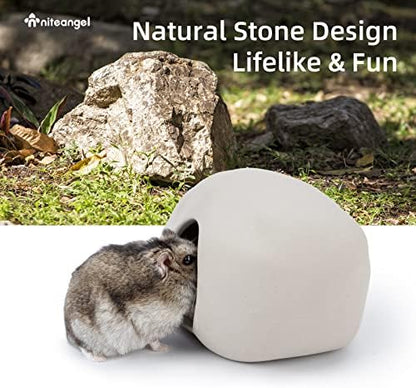 Niteangel Ceramic Hamster Habitat Hideout: Stone-Shaped & Non-Chewable