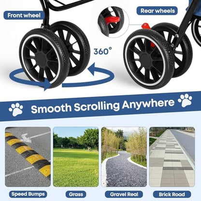 Double Pet Stroller for Dogs and Cats,Cat Strollers for 2 Cats,Navy Blue