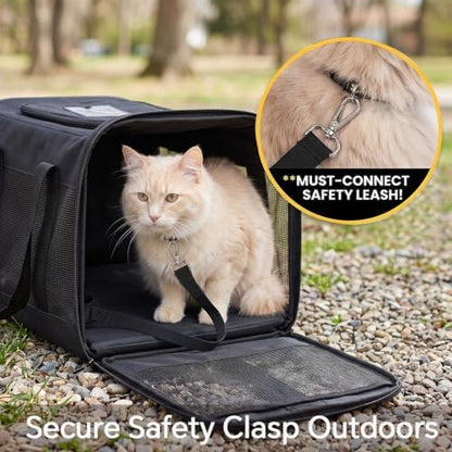 Conlun Cat Carrier Soft-Sided Pets Travel Carriers up to 15 Lbs,Black M