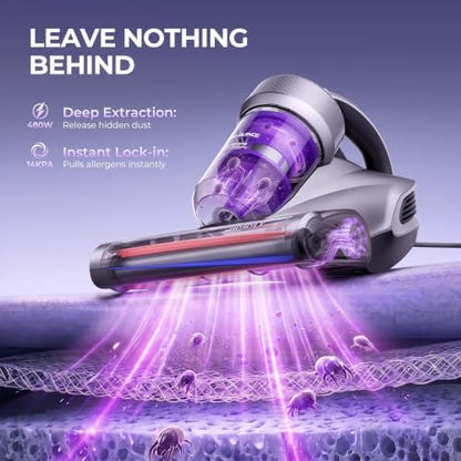 Jimmy Mattress Vacuum Cleaner, Anti-allergen Bed Vacuum Cleaner with UV-C Light & High Heating Tech, 14Kpa Suction 480W Powerful Handheld Vacuums for Dust & Pet Hair(JV35, Corded)