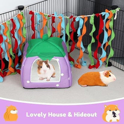 BWOGUE Guinea Pig Bed Hideout, Washable Hamster Cave for Small Animals