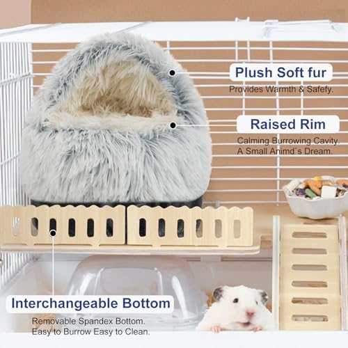 Guinea Pig Hideout, Doughnut Guinea Pig Bed, Hamster Rabbit Bunny Bed(Grey)