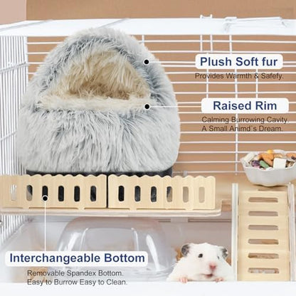 Guinea Pig Hideout, Doughnut Guinea Pig Bed, Hamster Rabbit Bunny Bed(Grey)