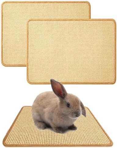 2PCS Rabbit Scratch Mat, Natural Bunny Pad Claws and Teeth Care, 16x12
