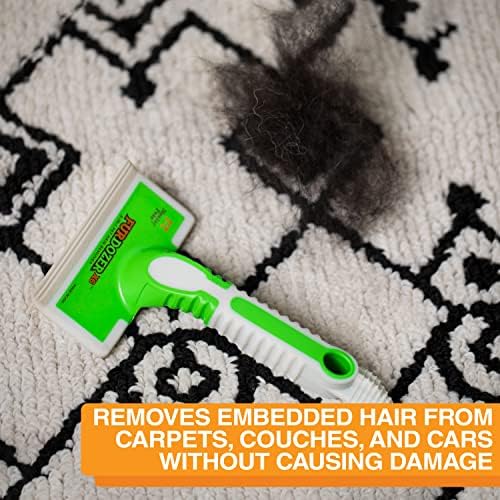 FurDozer Pet Hair Remover & Auto Detailing Tools - Cat & Dog Hair Remover for Carpets, Car Interiors, Couches, Bedding, & Pet Furniture (Green, X6)