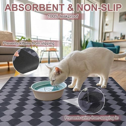 BEAUTYZOO Cat Litter Mat, 32" x 45" Large Litter Trapping Mat, Waterproof