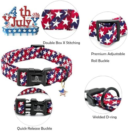 Lionheart glory American Flag Dog Collar, 4 of July Patriotic Independence Dog Collar Heavy Duty Adjustable Collars for Small Dogs Pet Gift Summer Collars