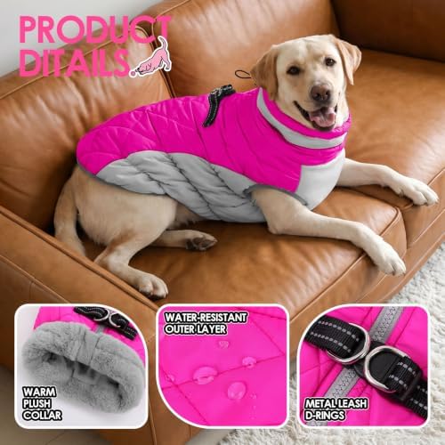 AOFITEE Dog Coat for Extra Large Dogs Warm Dog Winter Jacket with Harness