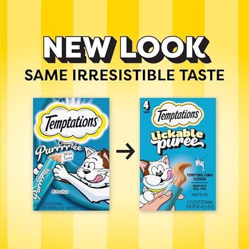 Temptations Creamy Puree Lickable Cat Treats, Tuna, 4 Count, 11 Pack
