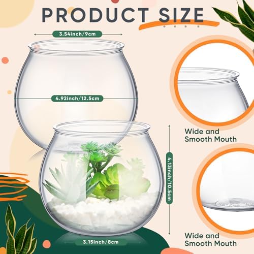 FoldTier 24 Pcs Plastic Fish Bowls 27 Oz Clear Round Vase Centerpieces
