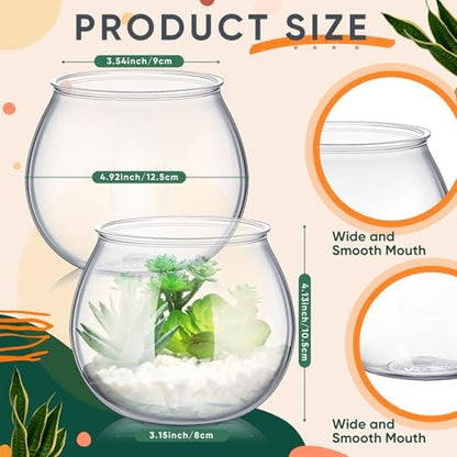FoldTier 24 Pcs Plastic Fish Bowls 27 Oz Clear Round Vase Centerpieces